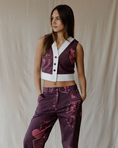 Conjunto Burgundy Hearts on Deck