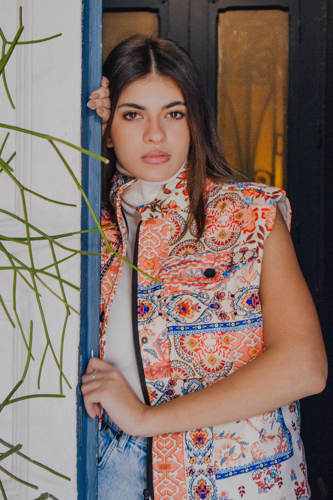 Gilet trapuntato con patch a petalo
