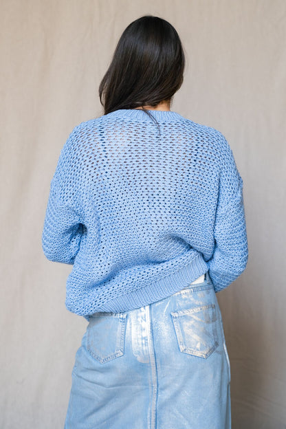 Maglione lavorato a maglia in azzurro