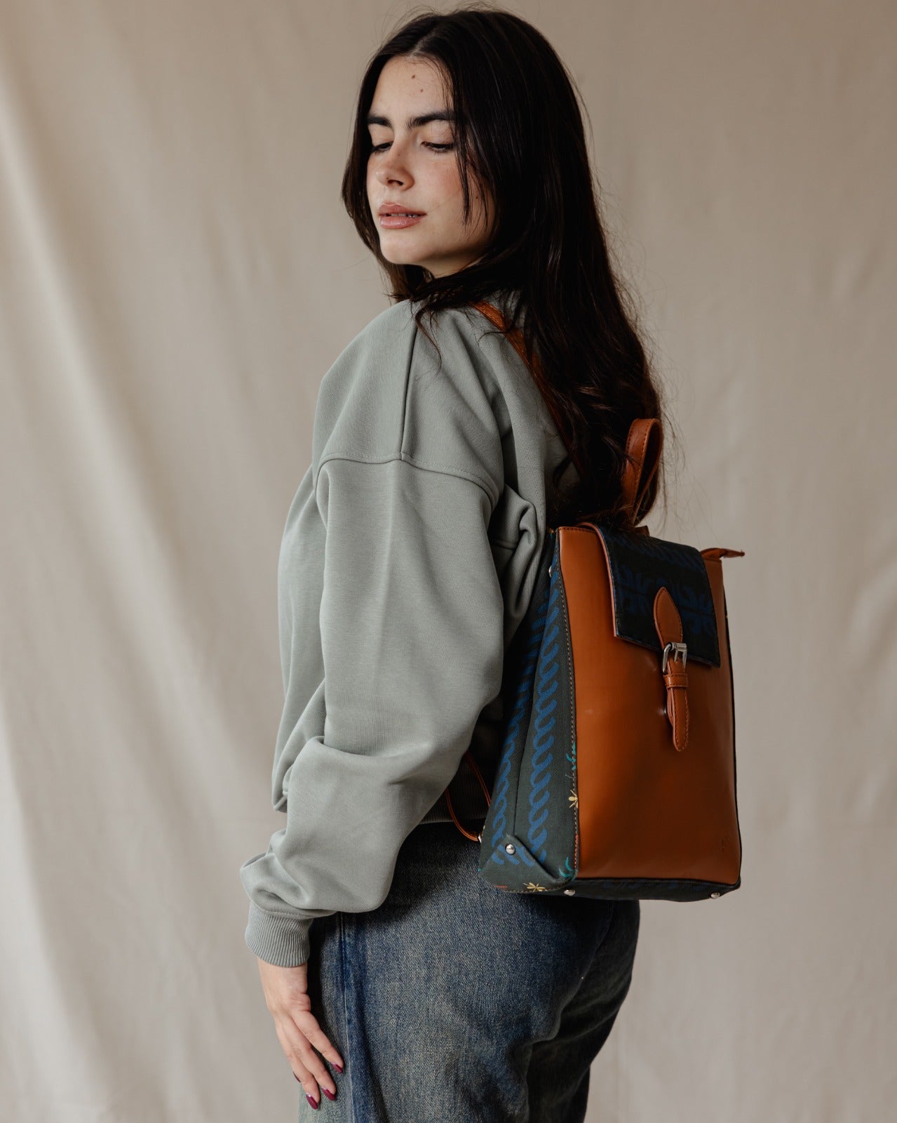 Rectangle Printed Backpack Havane