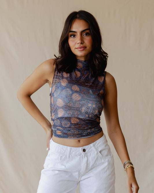 Eclipse Garden Sleeveless Mesh Top