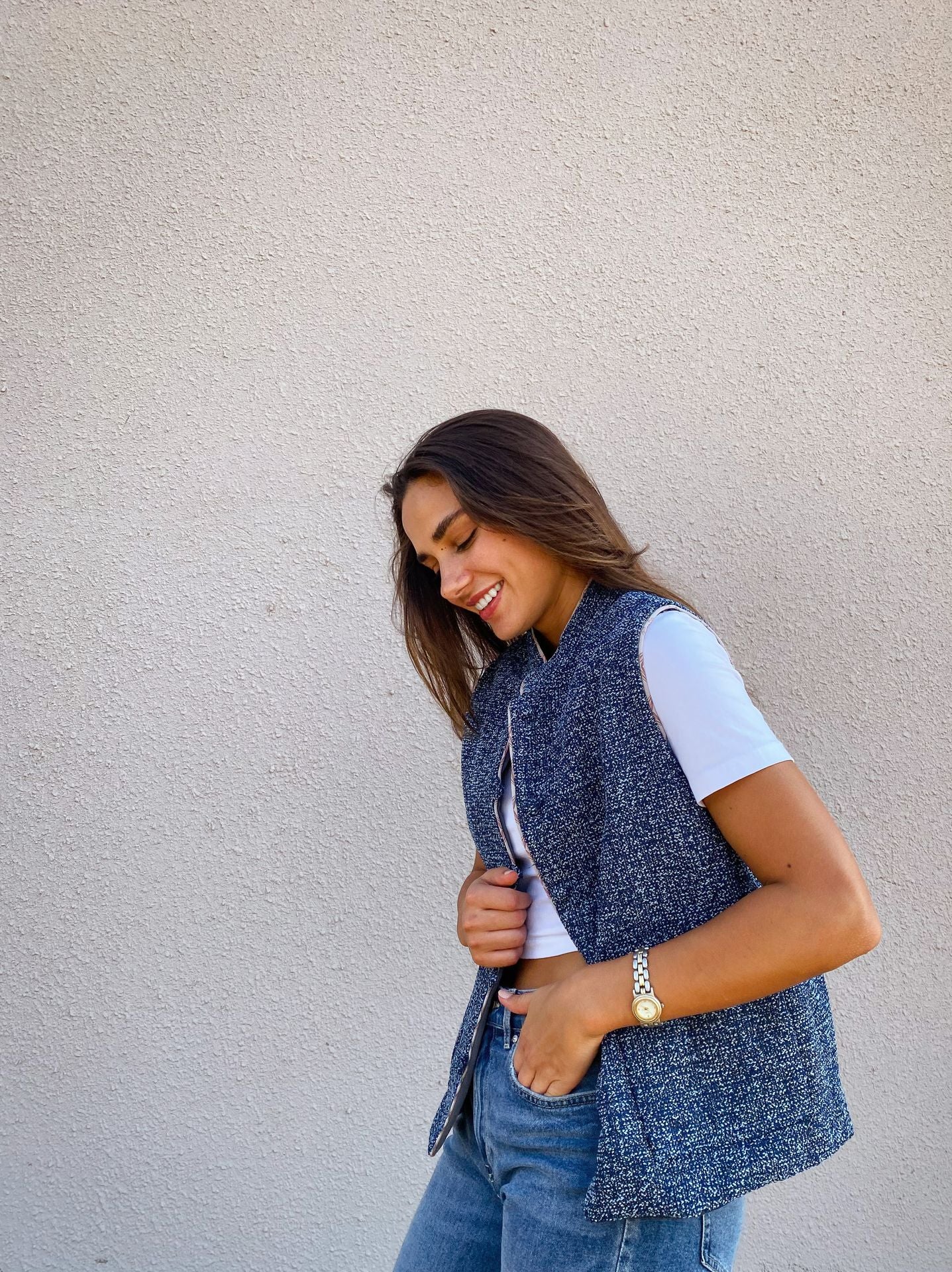 Greta Gilet Double Face Menta X Blu Navy