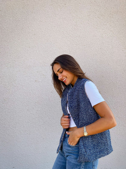Greta Gilet Double Face Menta X Blu Navy