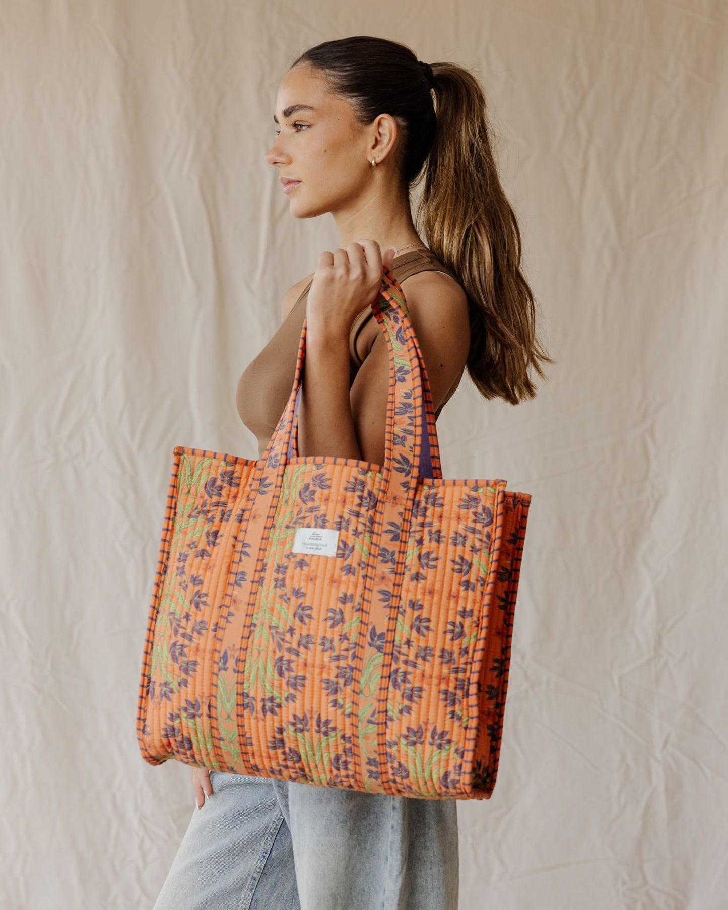 Bolsa Tote Acolchada Tangerine Garden