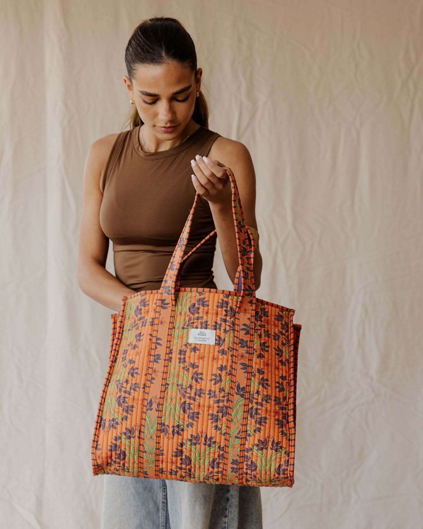 Bolsa Tote Acolchada Tangerine Garden