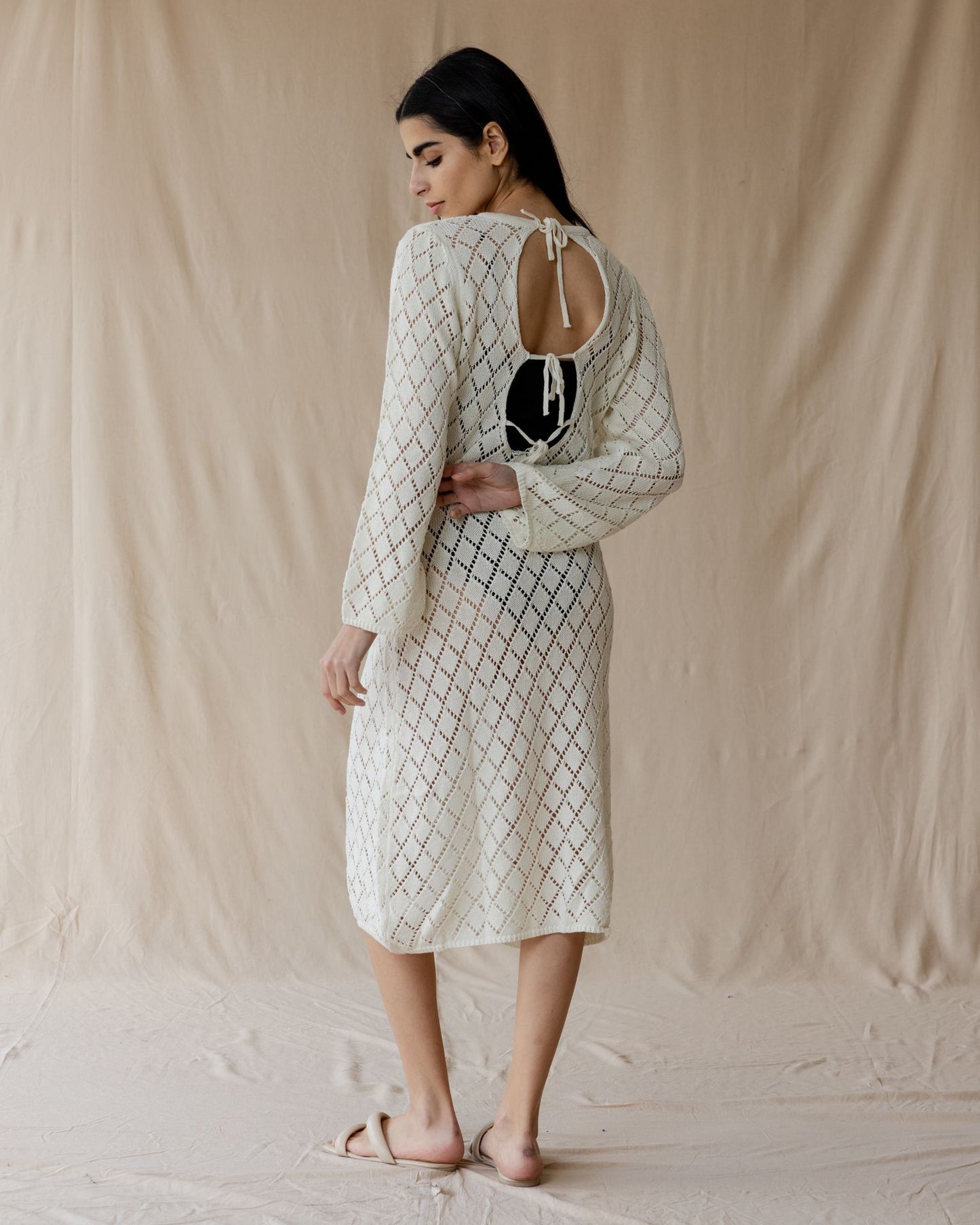 Vestido de malha off-white Dusk