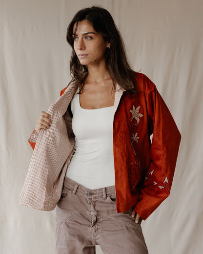 Embroidered Tiger Lily Jacket