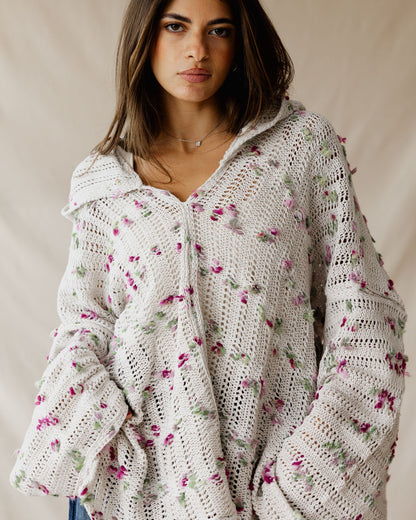 Cream Speckle Tricot Hoodie