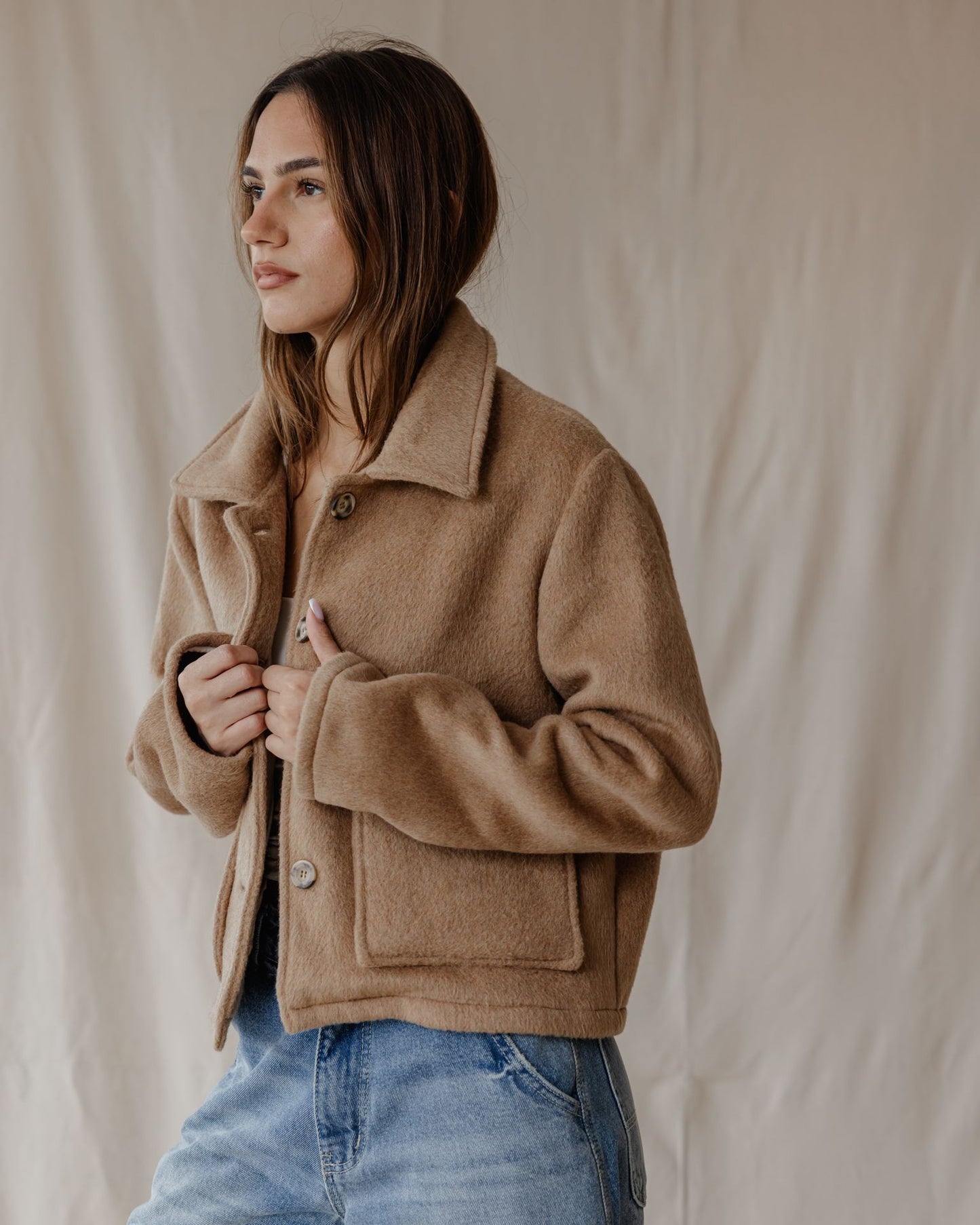 Beige Cropped Coat