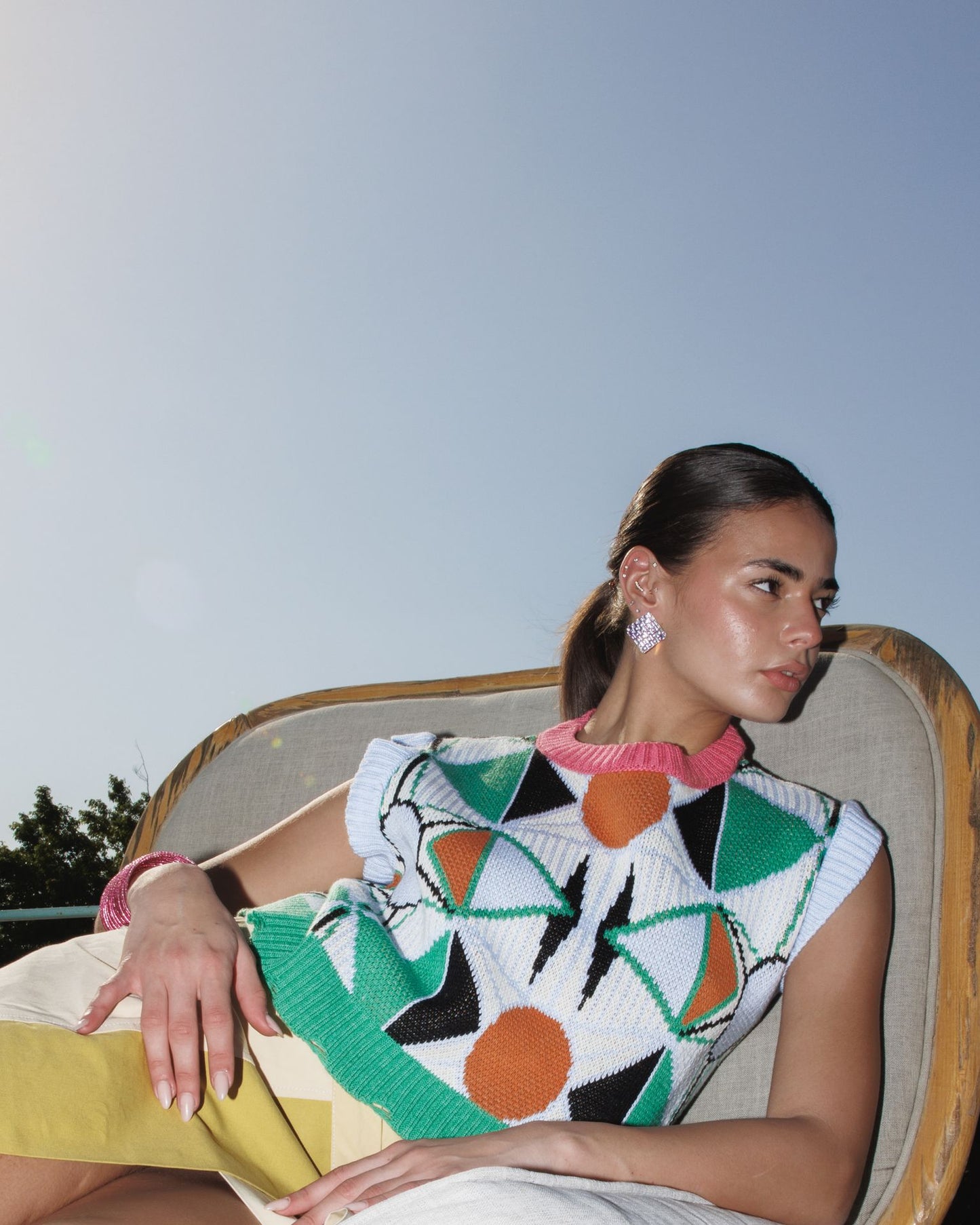 Pink Retro Kaleido Knit Vest