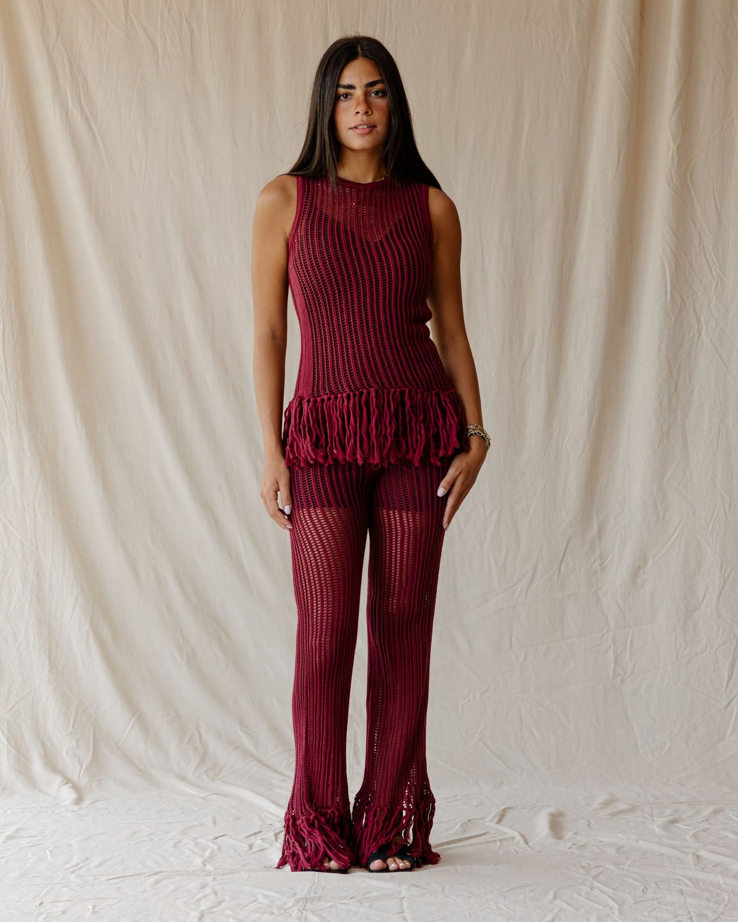 Isla Burgundy Knit Pants