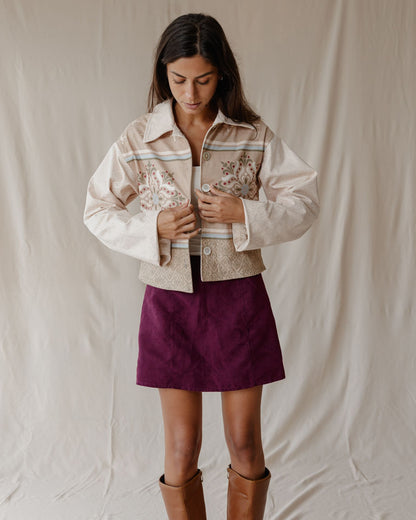 Beige Arabesque Suede Jacket