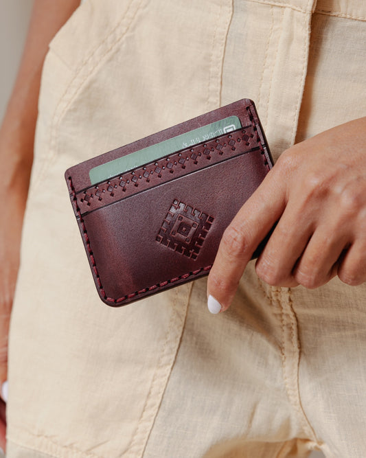 Echter Kunst handelskarten halter Burgund