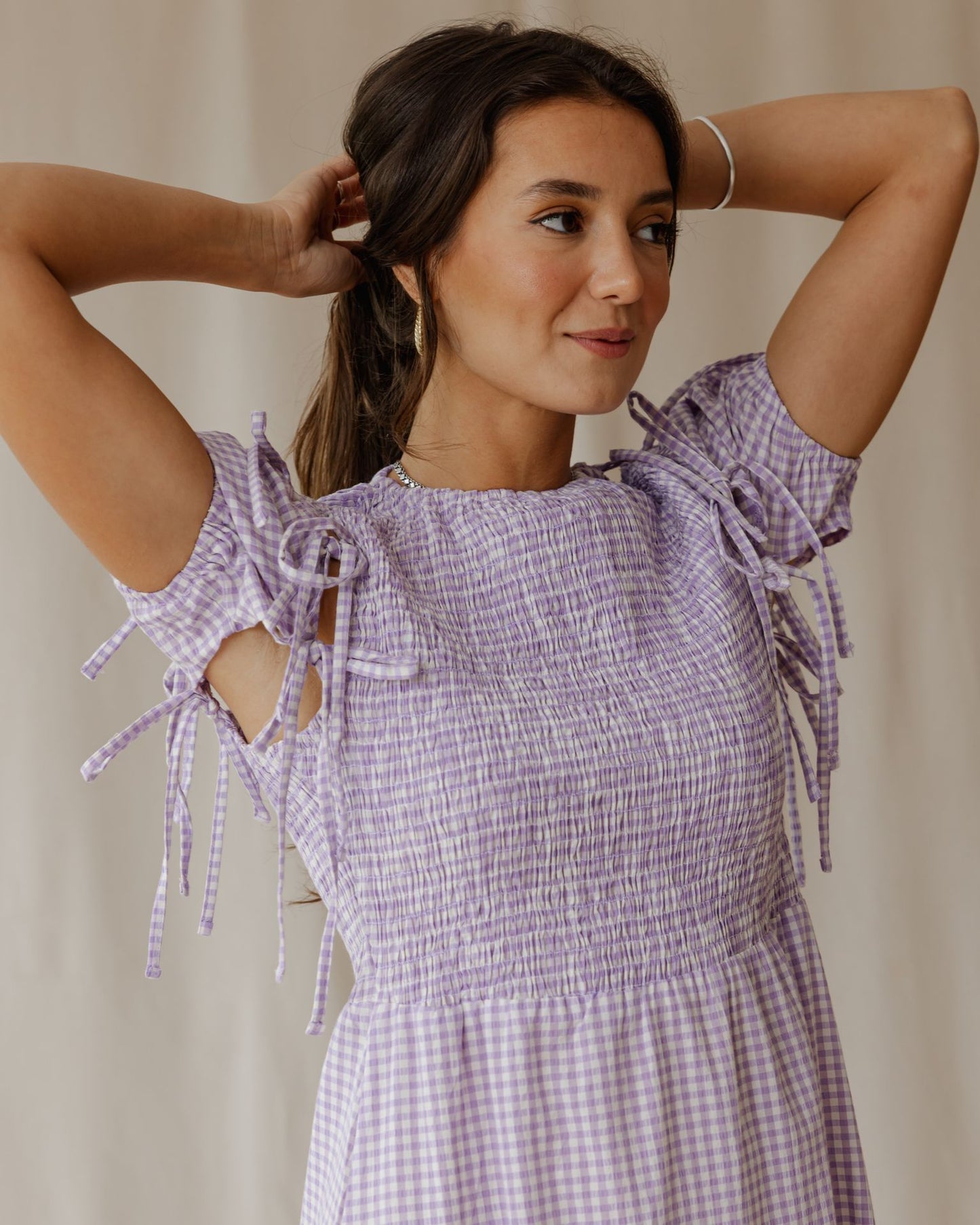 Robe violette pastel pique-nique