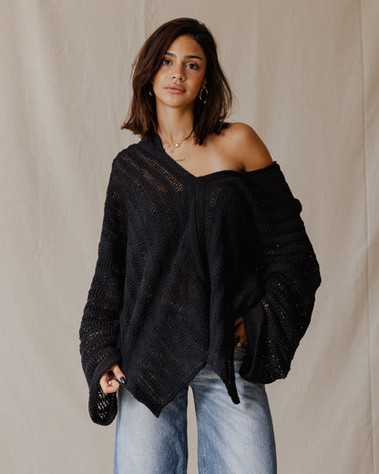 Sudadera con capucha Trico hecha a mano Negro
