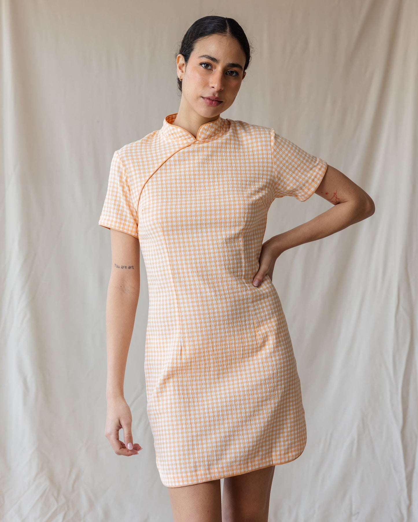 El Vestido Kyoto Vichy Naranja