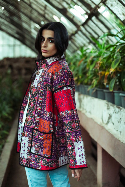 Veste Oversize Patchwork Violet