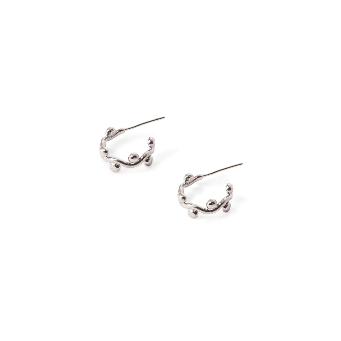 Granulated Silver Plated Brass Small Hoop