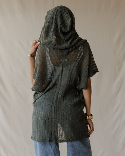 Summer Knit Poncho Olive