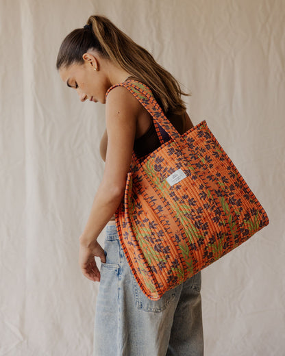 Bolsa Tote Acolchada Tangerine Garden