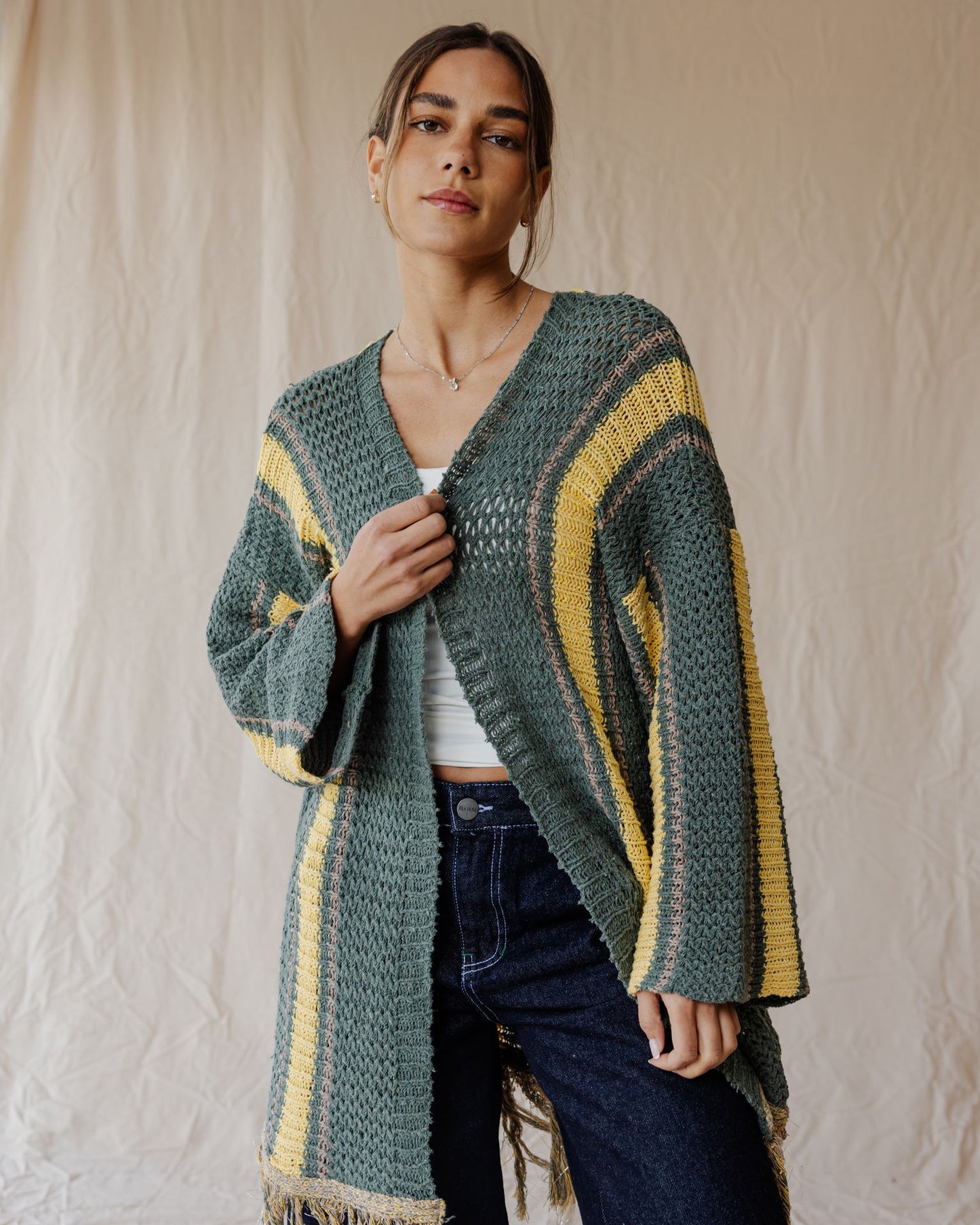 Cardigan Flecos Olive Grove