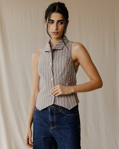 Camisa Kyoto Marrón Polvoso a Cuadros Gingham