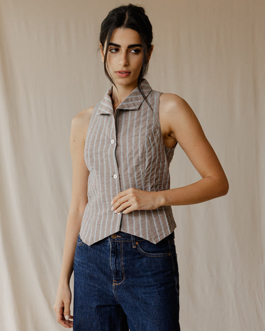Camisa Kyoto Marrón Polvoso a Cuadros Gingham