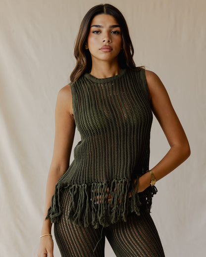 Isla Olive Knit Top