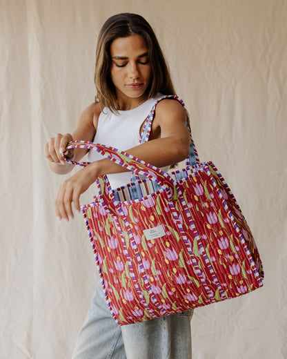 Bolsa Tote Acolchada Bloom & Stripe