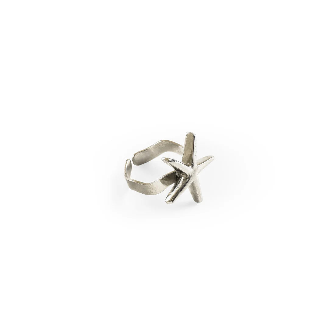 White Nut Star Brass Ring