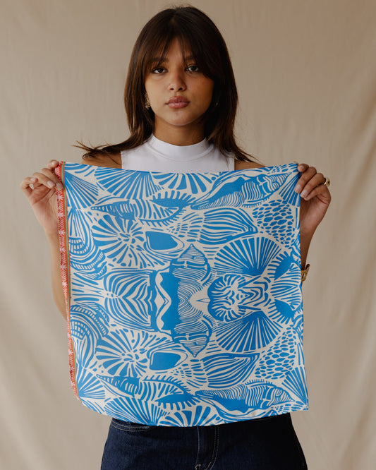 Ocean Treasures Scarf Blue X Off-White