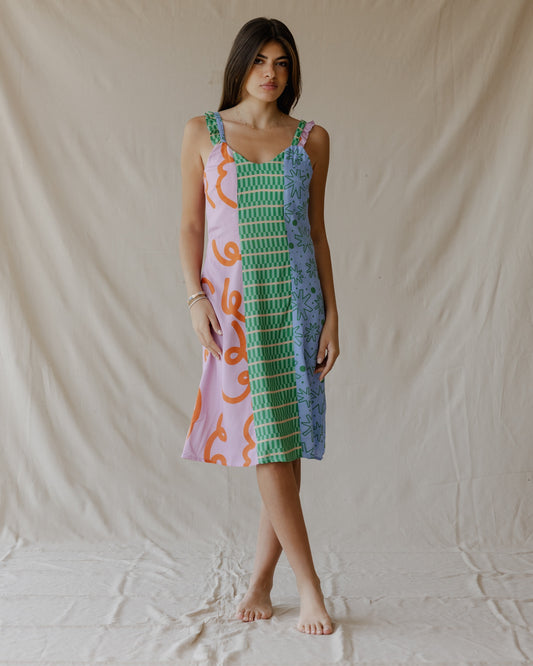 Vestido de festa com patch de confettis