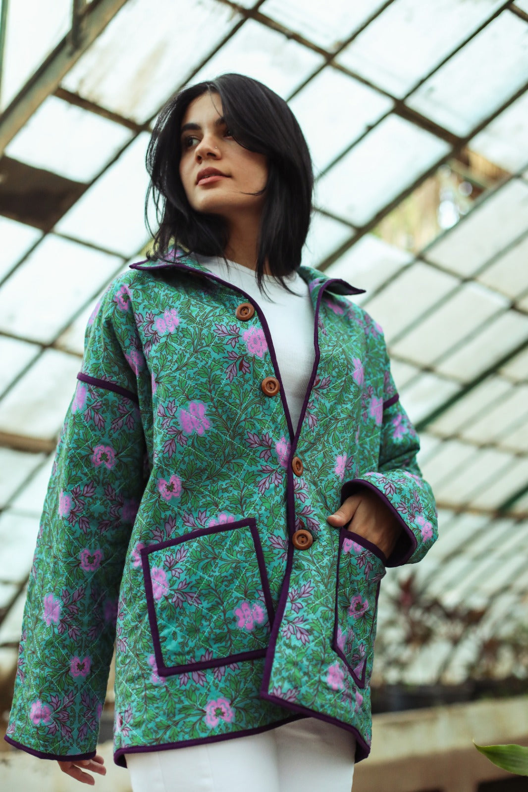 Blouson oversize victorien vert