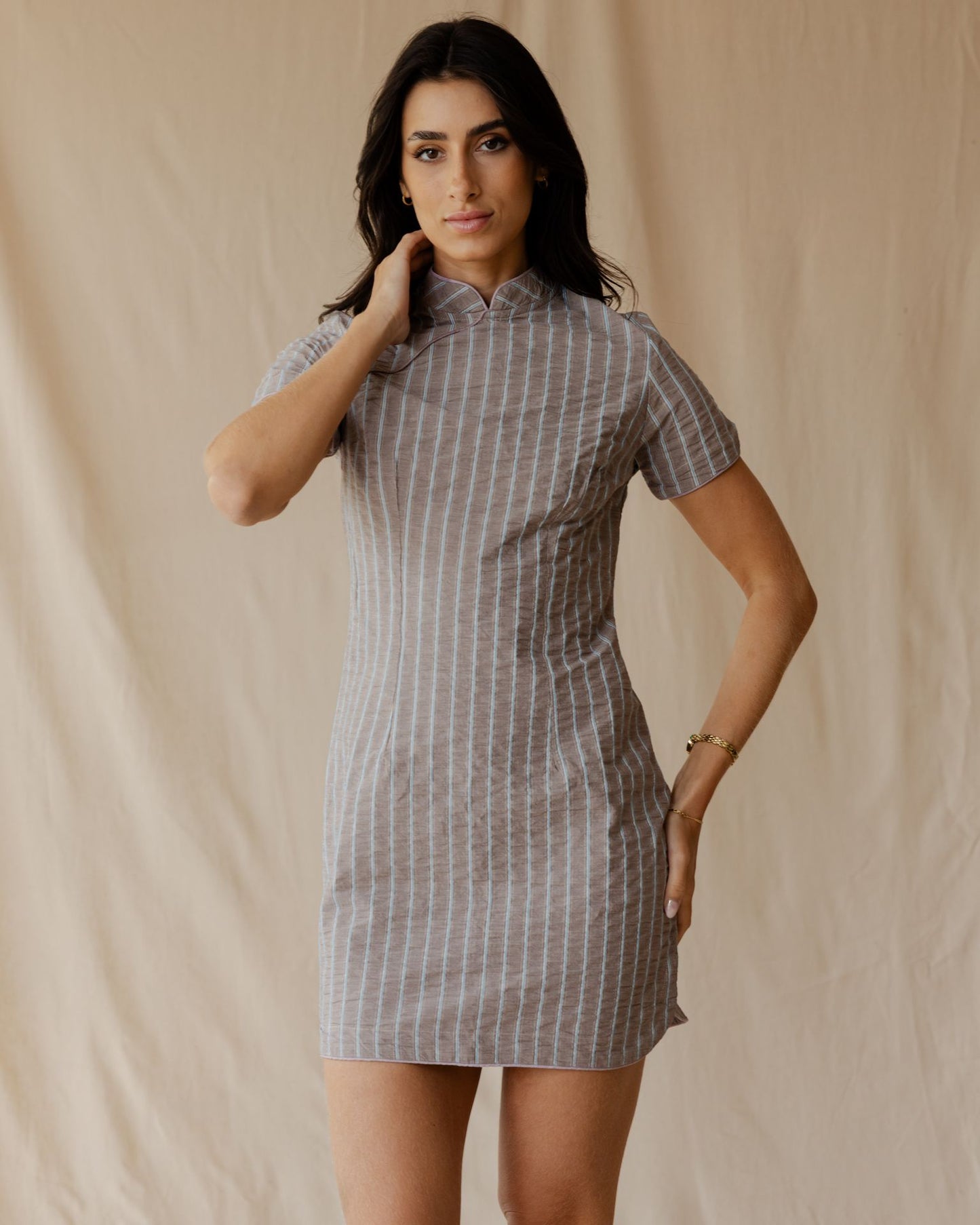 The Kyoto Gingham Brown Dress