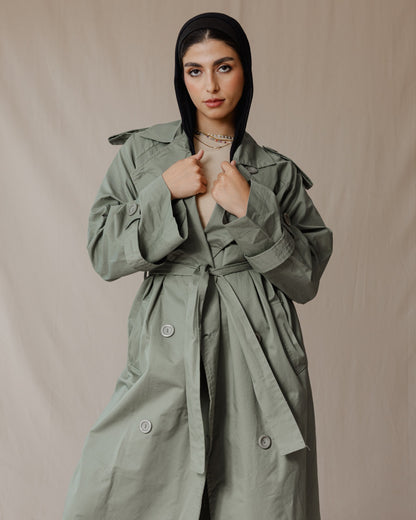 Relax Fit Trench Coat Verde Oliva