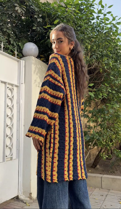 Cardigan Nomad Azul Marino Dorado