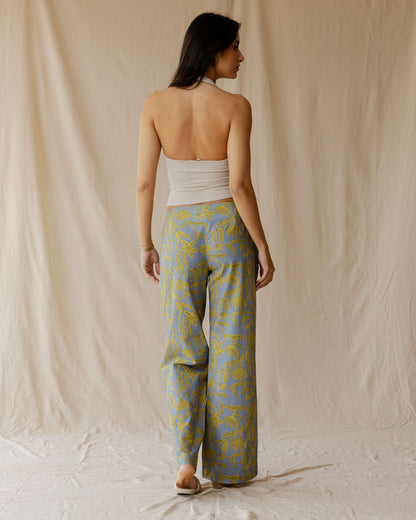 Garden Of Blue Linen Pants