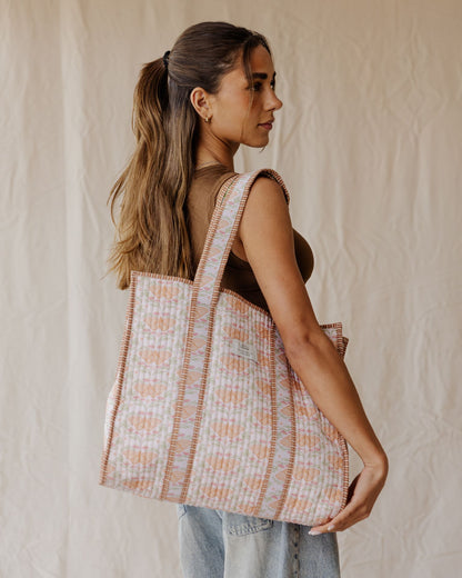 Folk Wing Quilted Tote Bag