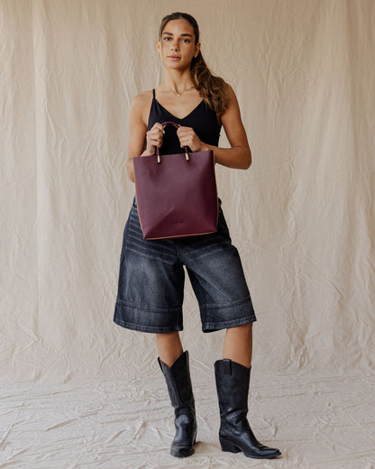 Bolso Linea en Piel Auténtica Burdeos