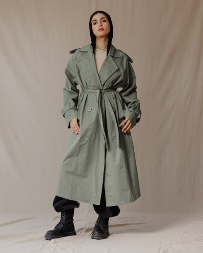 Relax Fit Trench Coat Verde Oliva