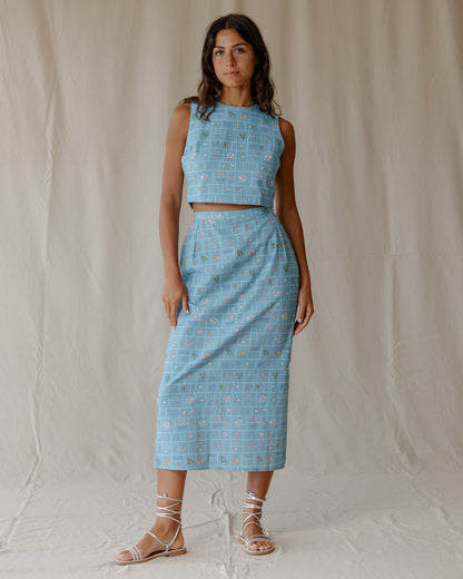 Conjunto de postal de verão azul