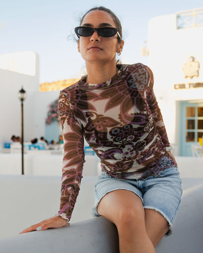 Boho Mesh Top in Brown