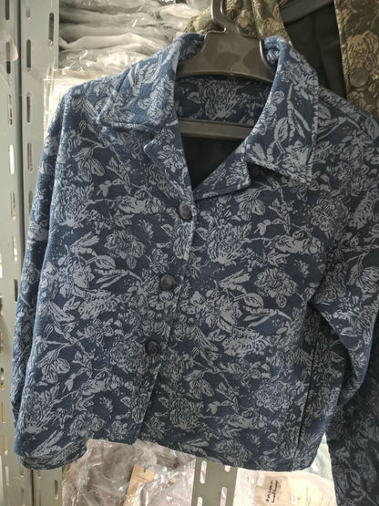 Blue Floral Jacquard Jacket