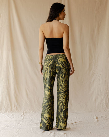 River Dream Green Linen Pants