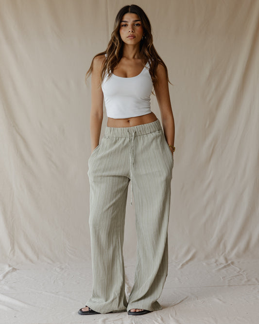 Soft Flow Baumwollhose Salbeigrün