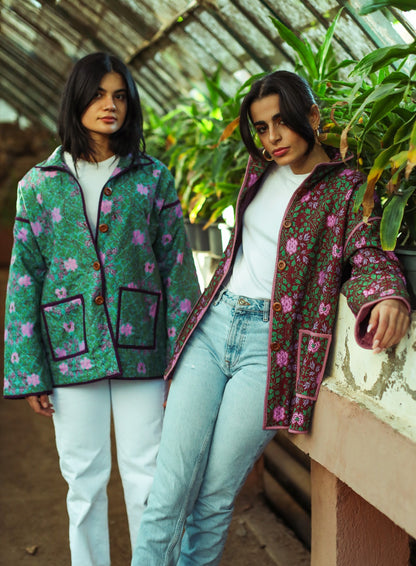 Blouson oversize victorien vert