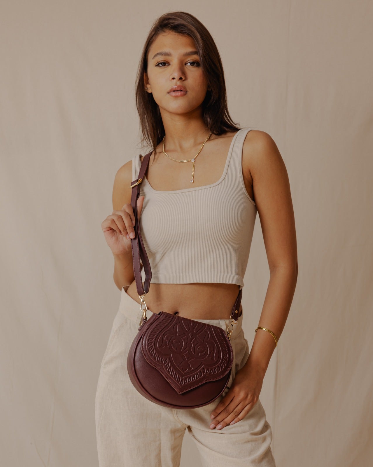 Bolso bandolera Jali burdeos