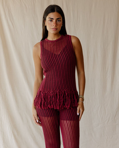 Isla Burgundy Knit Top