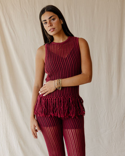 Isla Burgundy Knit Top