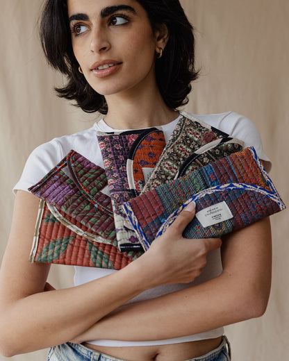 Oriental Patchwork Scrap Pouch Purple